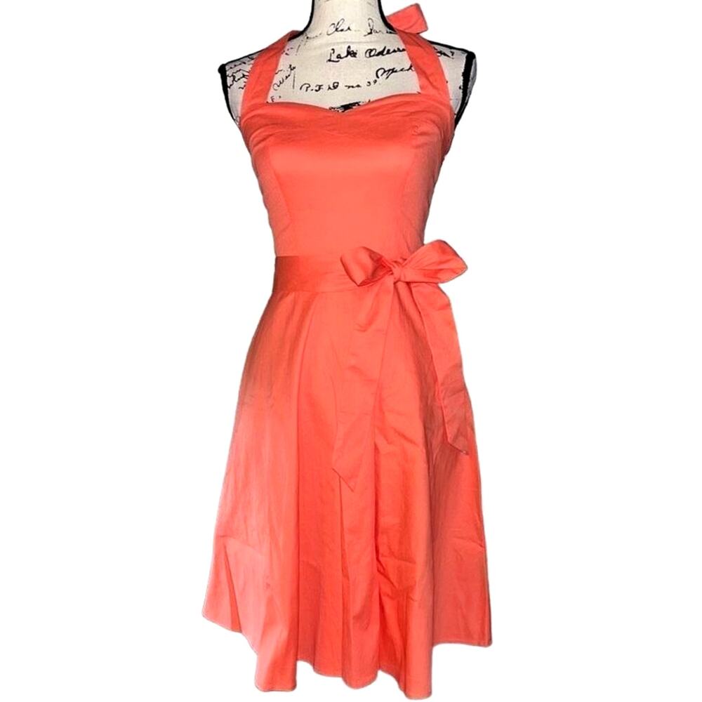 Topdness peach‎ retro halter fit & flare dress small